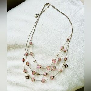 Elegant Pink Floral Beaded Necklace